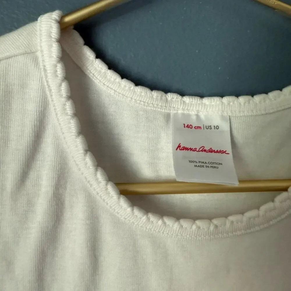 Hanna Andersson White Scalloped‎ Tee